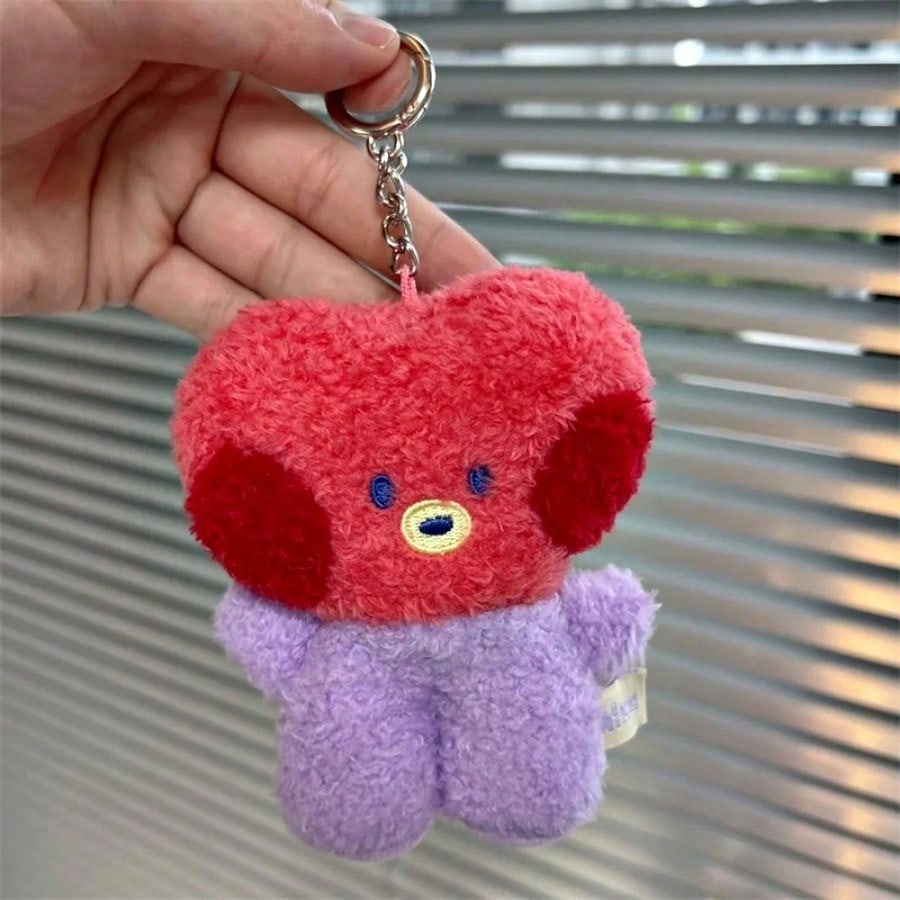 LINE FRIENDS BT21 Anime Kpop und Cartoon-Thema 8cm Mini-Tier COOKY RJ TATA Plüsch Schöner Schlüsselanhänger und Rucksackanhänger