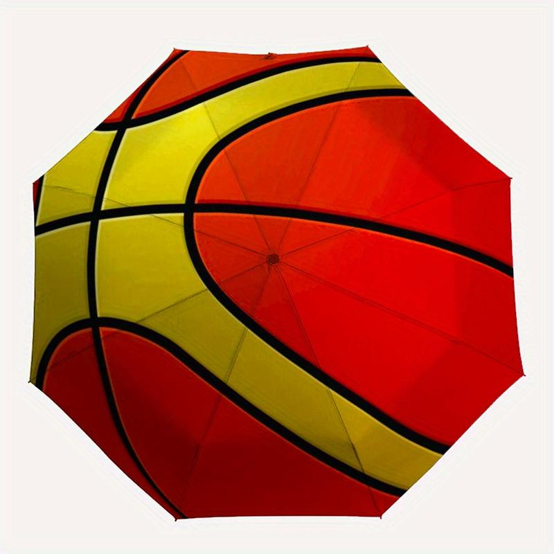 Lebendiges Basketball-Design WandaufkleberRegenschirm, Tragbarer 3-fach Regenschirm für Damen & Herren, Weihnachtsgeschenk ES244