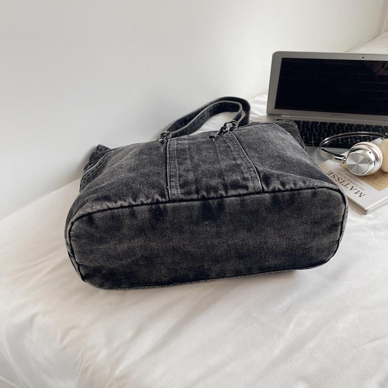 Vintage Denim Toteväska Ficka Pendlarväska