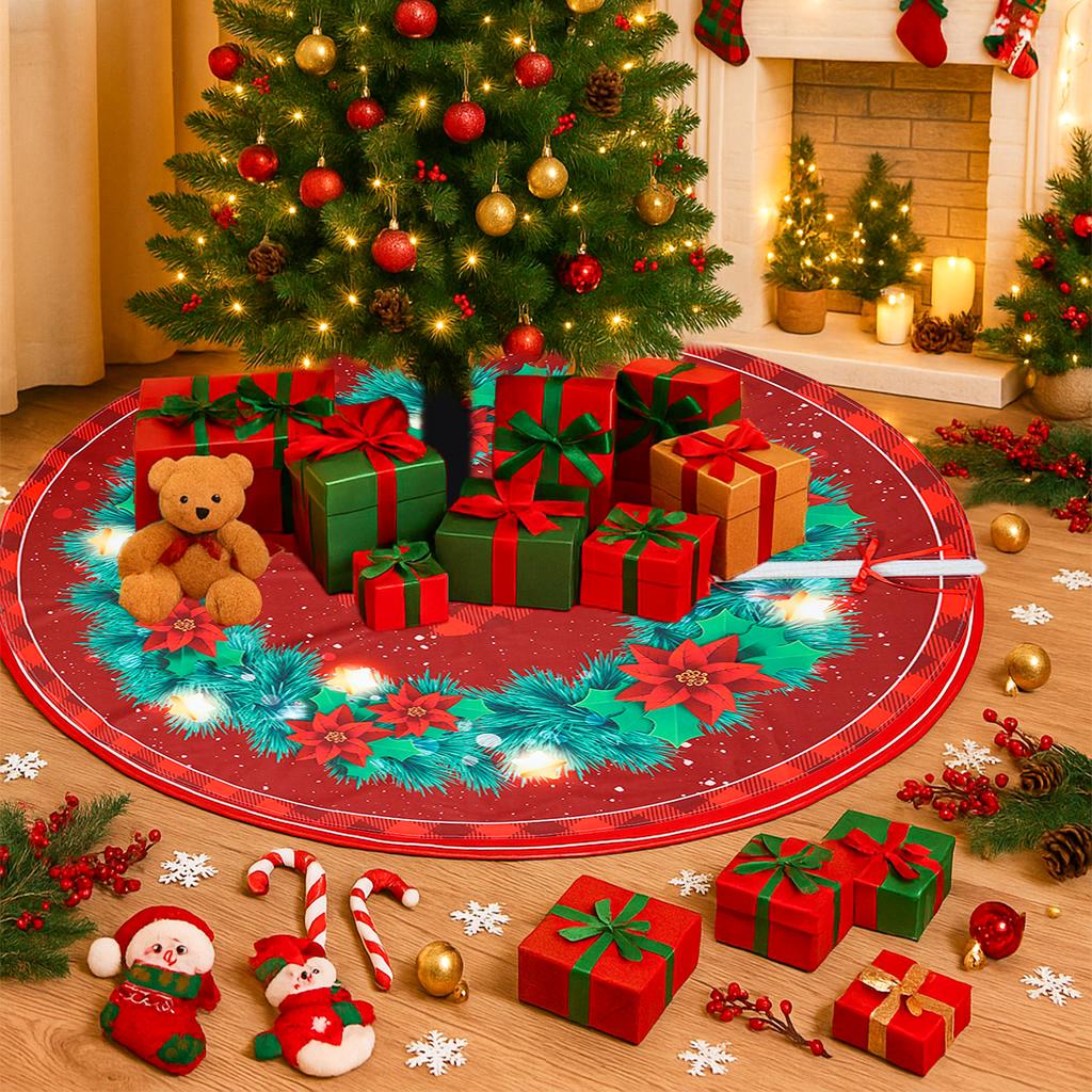 Christmas Tree Skirt Merry Christmas Decoration for Home 2026 Santa Claus Xmas Tree Foot Cover Decor Navidad Natal New Year 2026