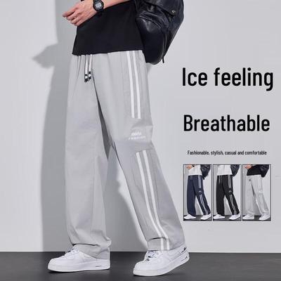 MEDE Ice Silk Men's Loose Straight-Leg Casual Sport Pants