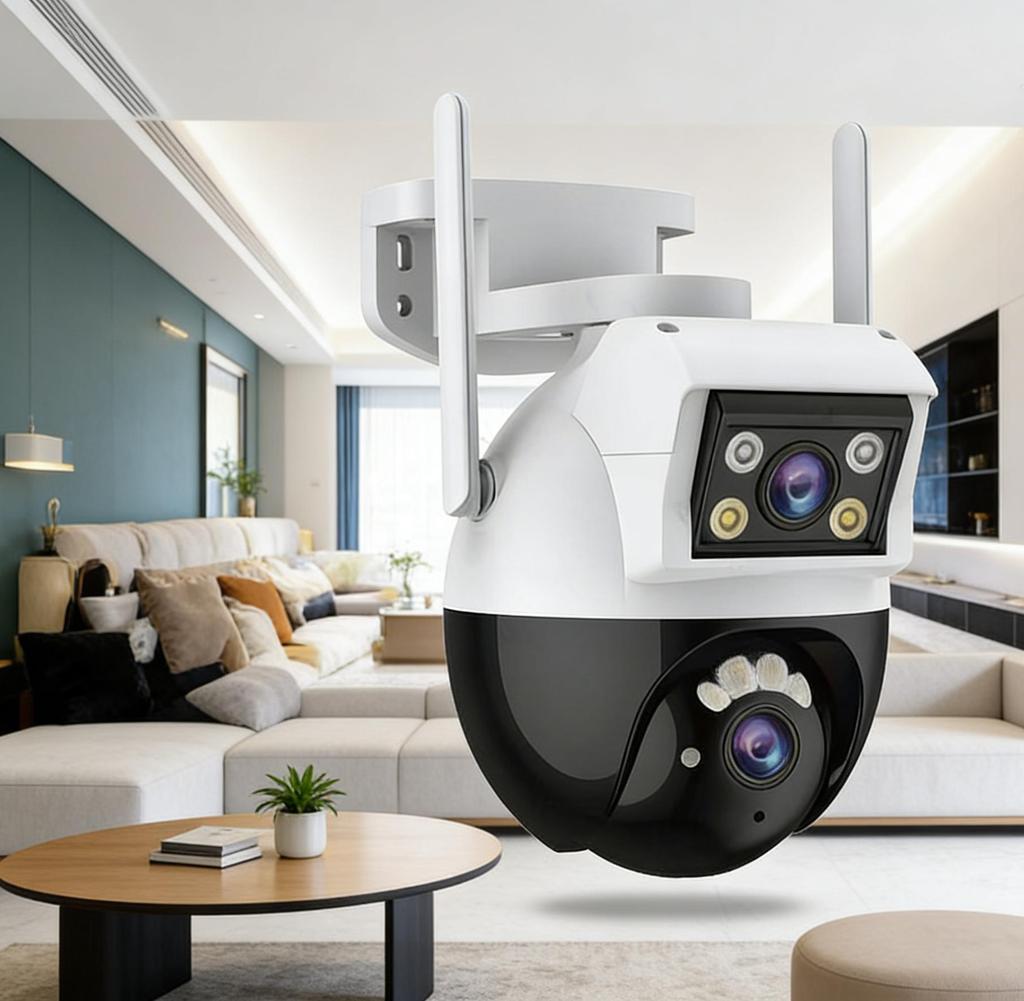 Outdoor Home Security Camera | 360° Field of View | AI Detection | Full-Color Night Vision | 24/7 Recording