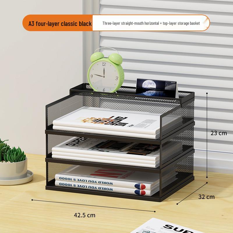 A3A4 Metall Desktop Aktenorganizer Rack - Büroarbeitsplatz Dokumentenhalter