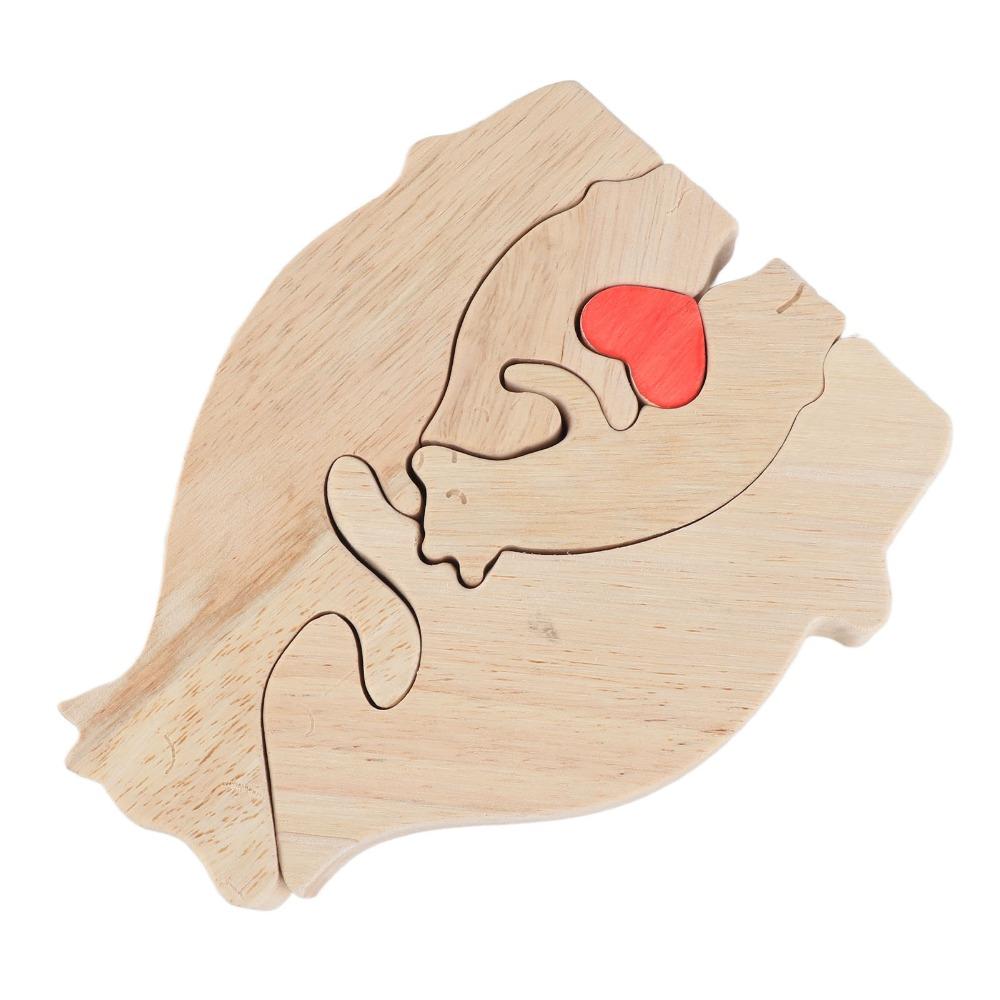 4.72x5.91x0.79in Beech Wood Bear Puzzle Ornament  Cabinet Surface Layout Craft