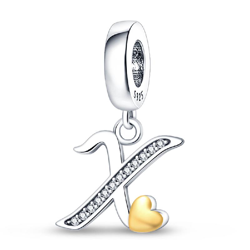 925 Silver Gold A-Z Alphabet 26 Letters Charms Bead Pendant Fit Bracelet Bangle Necklace Jewelry For Women Man