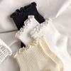 5 Pairs Wooden Ear Side Socks Women's Summer Short Tube Lace Socks Spring and Autumn Socks Tide Socks