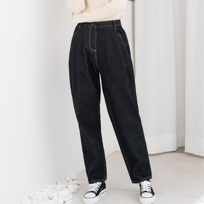 Jeansy damskie luźny krój z elastyczną talią kolor czarny szerokie spodnie dżinsowe date outfits Korea fashion