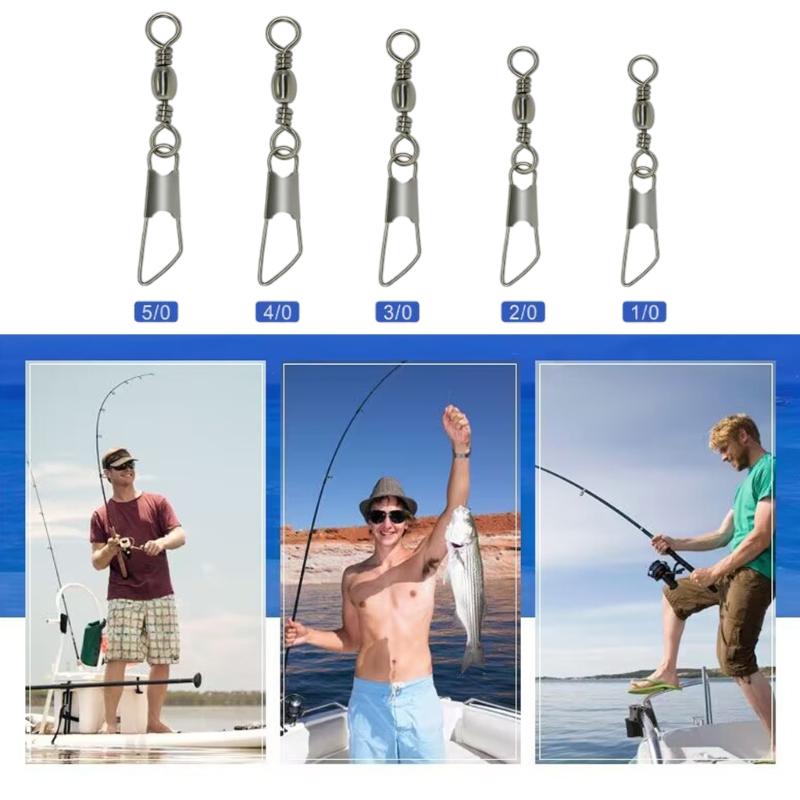 Brass Barrels Snap Swivels Rolling Balls Bearing Barrels Swivels with Safety Snap Fishing Tackle Fishing Line Connector