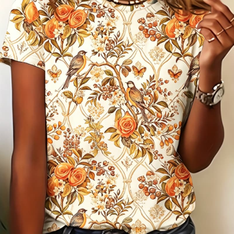 

Round neck casual short-sleeved T-shirt, fashionable short-sleeved round neck top S