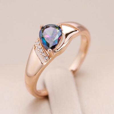New Rose Gold Color Bride Ring For Women Colorful Natural Zircon Wedding Accessories Vintage Daily Jewelry