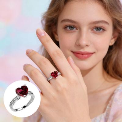 Prsteň v tvare srdca z umelého kryštálu pre ženy Srdcový prsteň so zirkónmi Zasnúbenie Sľubový prsteň
