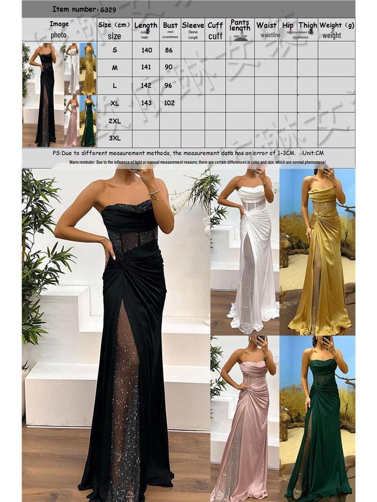 2026 European Color Satin Bustier Dress - Spring/Autumn Casual Fashion Patchwork