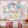 Kawaii Cartoon Characters Gift Box Tapestry Sweet Pastel Group Print Polyester Wall Hanging Cute Pink Themed Home Decor for Be