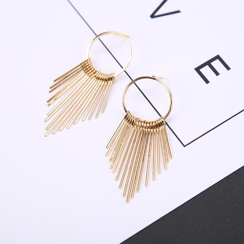 New Crystal Hanging Earrings for Women Korean Fashion Tassel Earrings Gold Color Metal Thread Dangle Earrings for Female