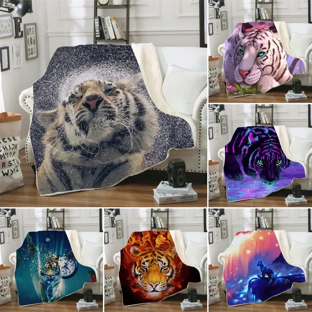 Tiger-Kuscheldecke für Kinder, Mädchen, Teenager und Erwachsene, Tier-Schneemuster, Winterlich warm, Fleece-Flanell-Decke, Weicher Überwurf für das Bett