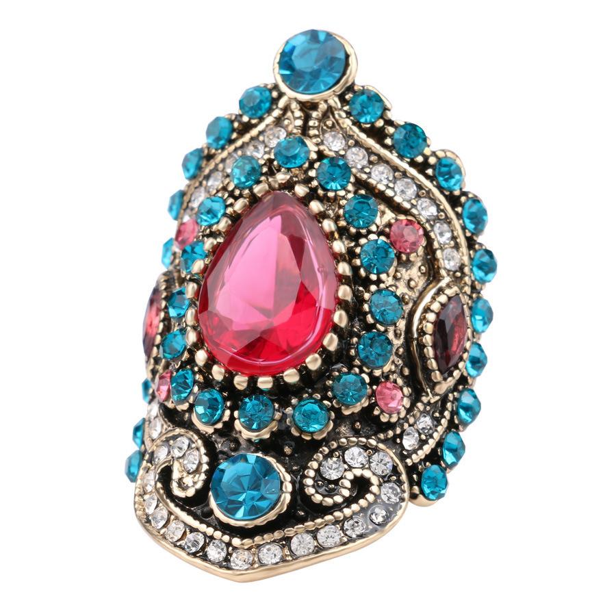

European and American Bohemian Ring Gold-plated Retro Women s Niche Light Luxury High-end Exaggerated Gemstone Ring Decoration No. 7