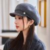 All-match Warm Beret Autumn and Winter Hat for Women's Style of Literary Retro Thickened Painter Hat Big Head Circumference Newspaper Boy Hat