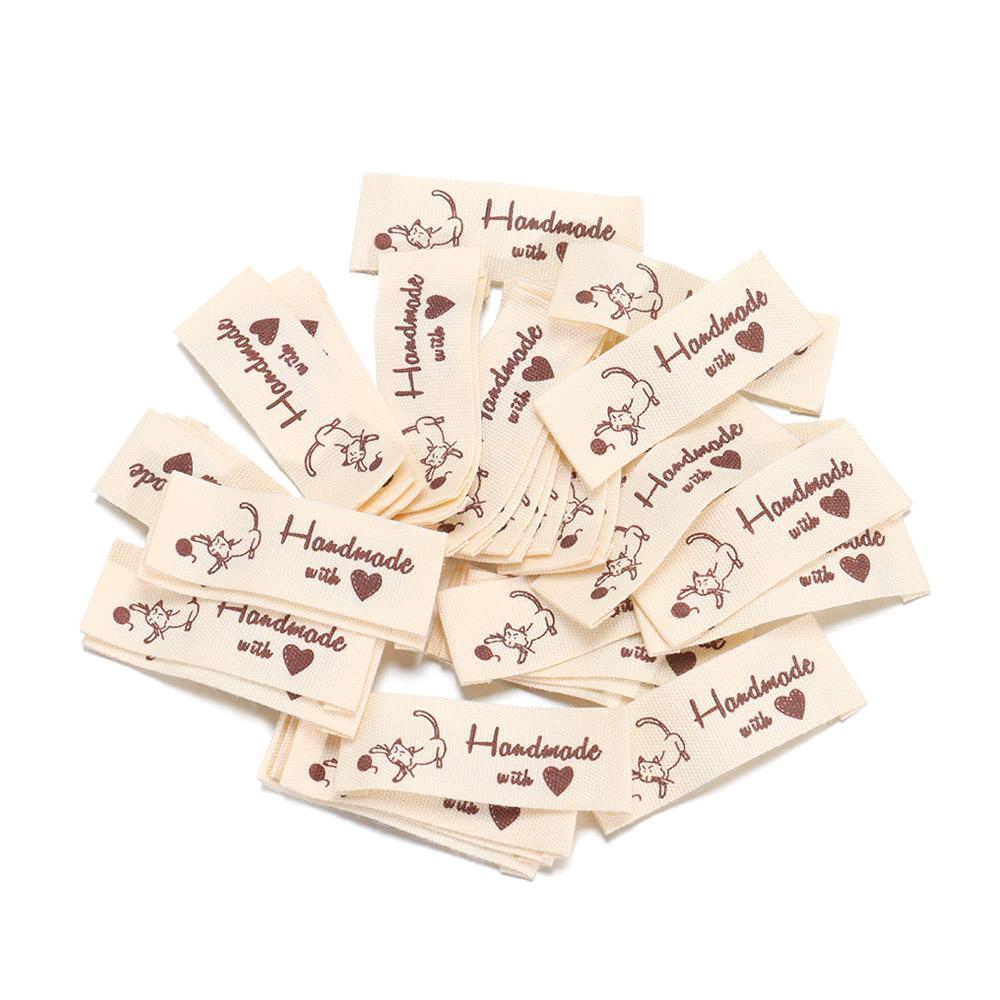 50PCS DIY Woven Supplies Knitting Wool Ball Clothes Labels Garment  Accessories Handmade With Love Clothing Tags