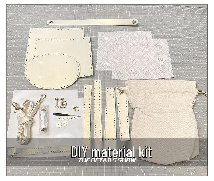 Zhuang Brocade Women's DIY Retro Bucket Crossbody Bag with Drawstring