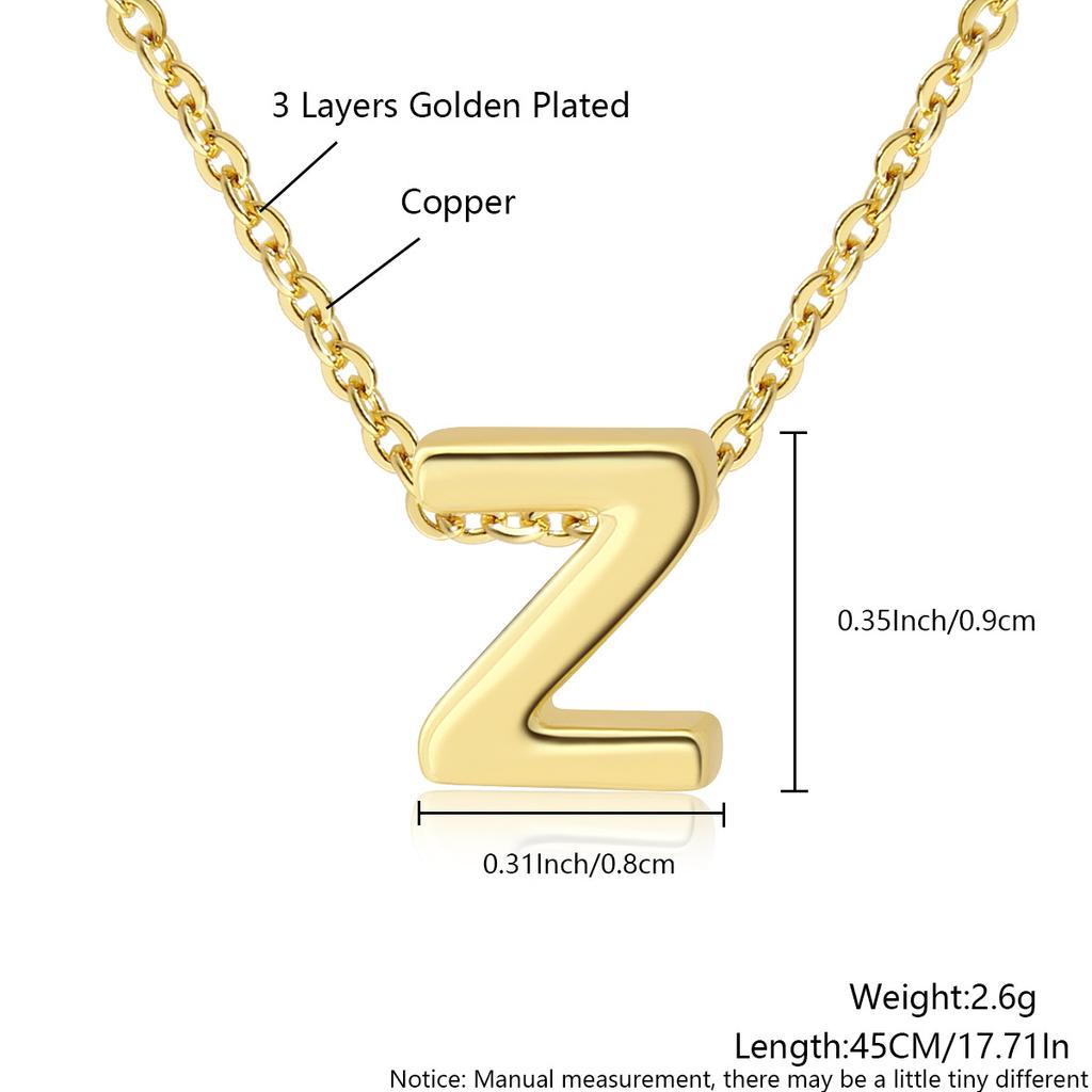 26 Large Capital English Letter Necklace Polished Smooth Hole-Punched Pendant Fine Chain Women's Item