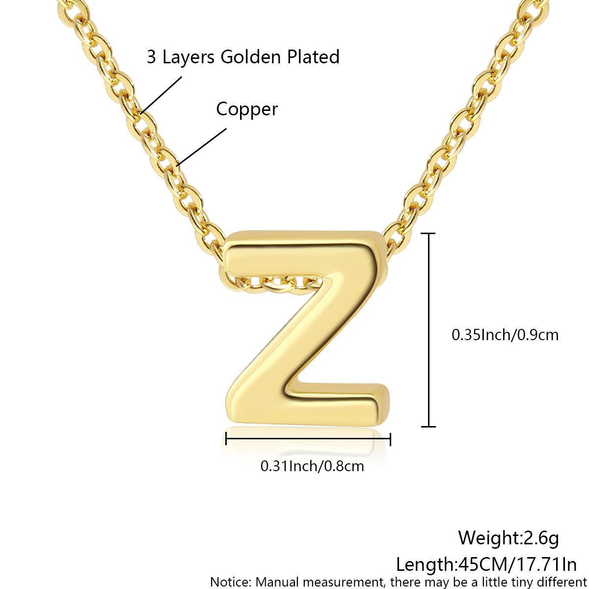 

26 Large Capital English Letter Necklace Polished Smooth Hole-Punched Pendant Fine Chain Women s Item Z