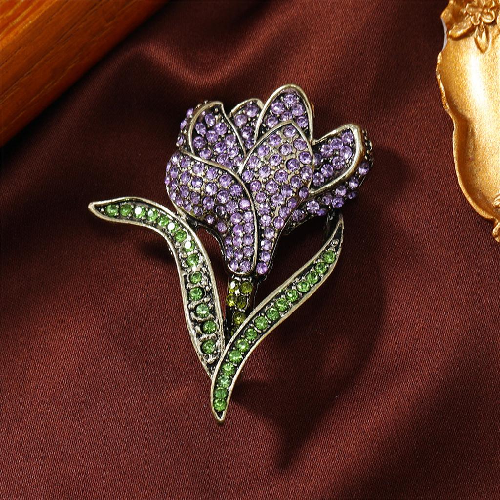 1Pc Korean Version Creative Tulip Brooch Luxurious Personalized Pin Romantic Retro Y2K Jewelry Accessories Party Birthday Gift