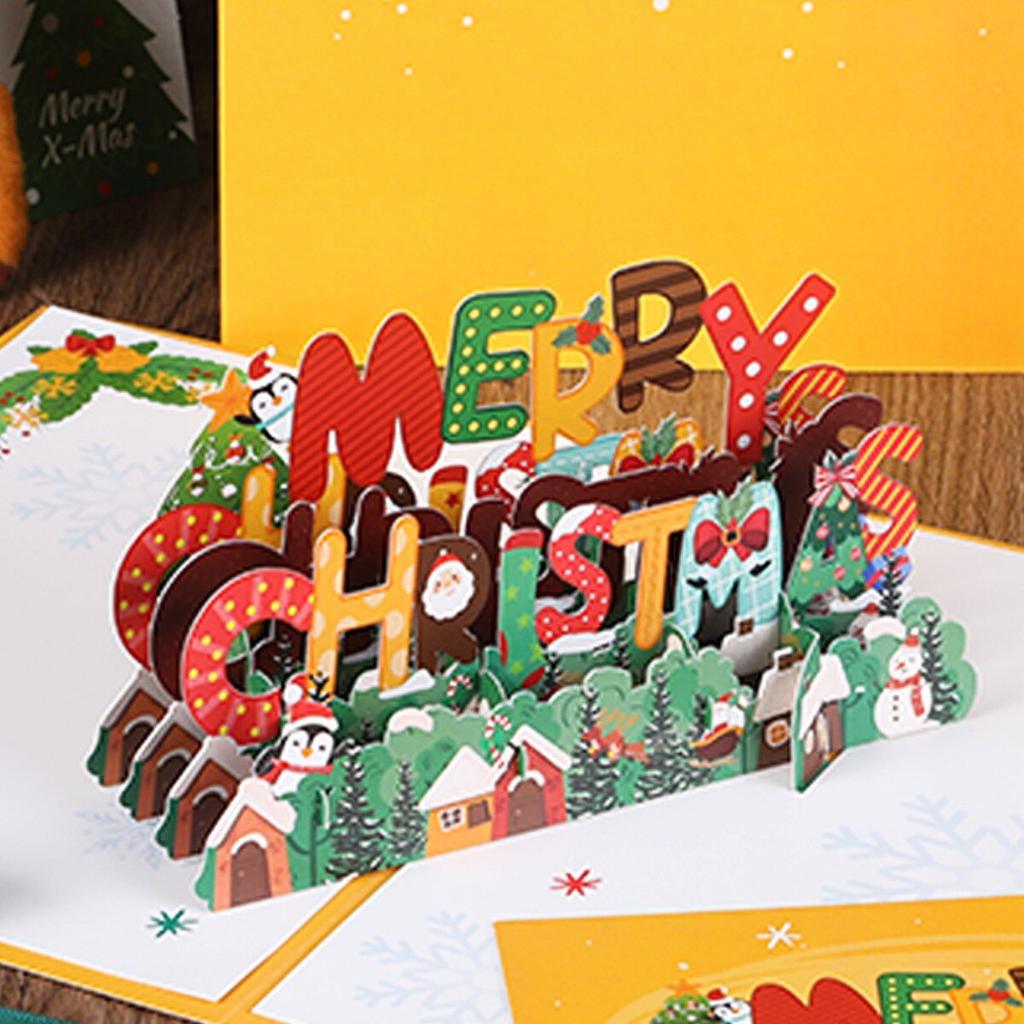 Weihnachtsbaum 3D Pop-Up Karte Weihnachten Funkelnde Fantasie Grußkarte Weihnachtsbaum Segensgeschenk Nachrichtenkarte