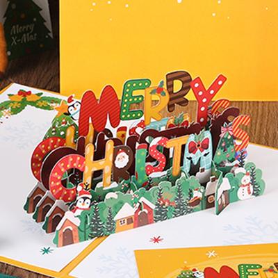 Christmas Tree 3D Pop-Up Card Christmas Sparkling Fantasy Greeting Card Christmas Tree Blessing Gift Message Card