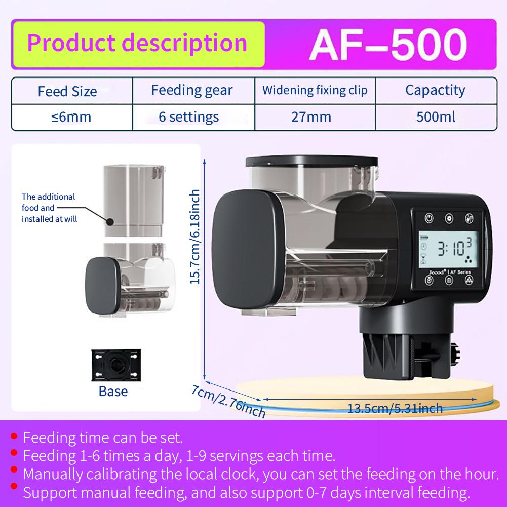 250ml/500ml Jebao Aquarium Fish Tank Feeder Goldfish Smart Timing Auto Digital Feeder Hours Timer Aquarium Accessories