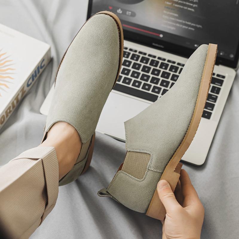 Fashion Luxury Men's Shoes High Quality Suede Casual Shoes Oxford Office Shoes Chelsea Short Boots for Men Slip-On Business Dress Boots