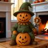 Pumpkin Man Figurine, Halloween Decorations Indoor, Cute Scary Pumpkin Head Scarecrow Statue, Desktop Ornaments, Suitable For Mantels, Bookshelves