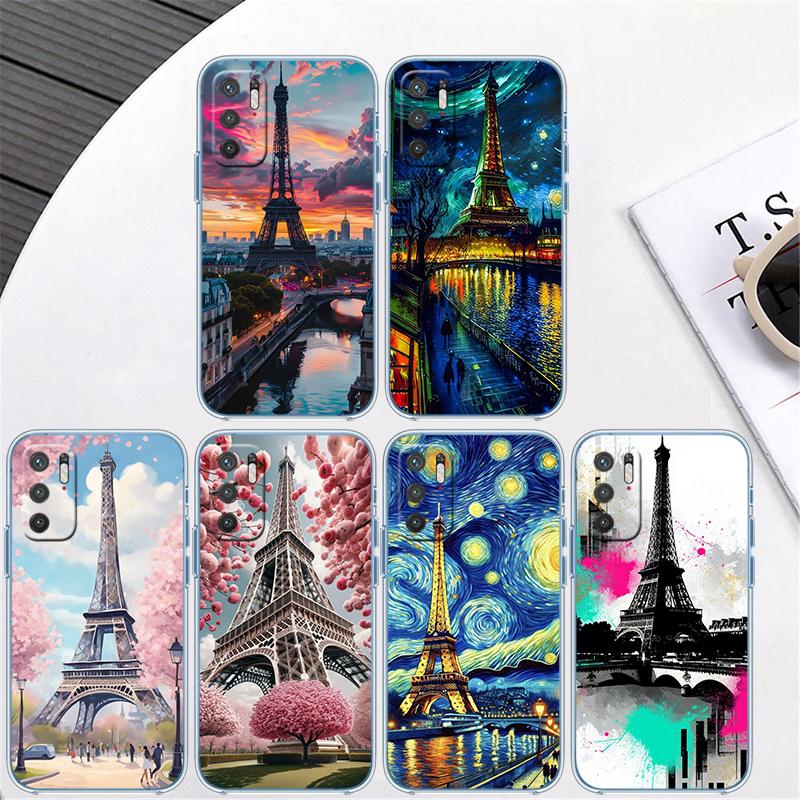 RP54 Torre Eiffel di Parigi Custodia Trasparente per Telefono per Samsung Galaxy A04 A04S A14 A23 A34 A54 M23 M33 M52 M53
