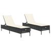 VidaXL Chaises longues avec coussins lot de 2 noir résine tressée 3261587