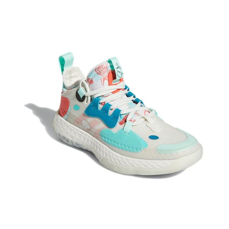New Adidas Harden Vol.5 Slip Resistant Anti Kick Low Top Children's Basketball Shoes White Green Red Teenagers FZ5454