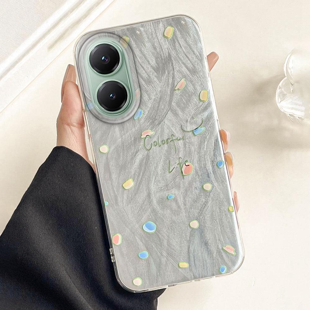 Colorful Circularl Dots Women Girls Feather Texture Phone Case for Xiaomi Poco X5 M6 Pro X6 X3 Pro NFC C75 C71 C65 C61 M5S Cover