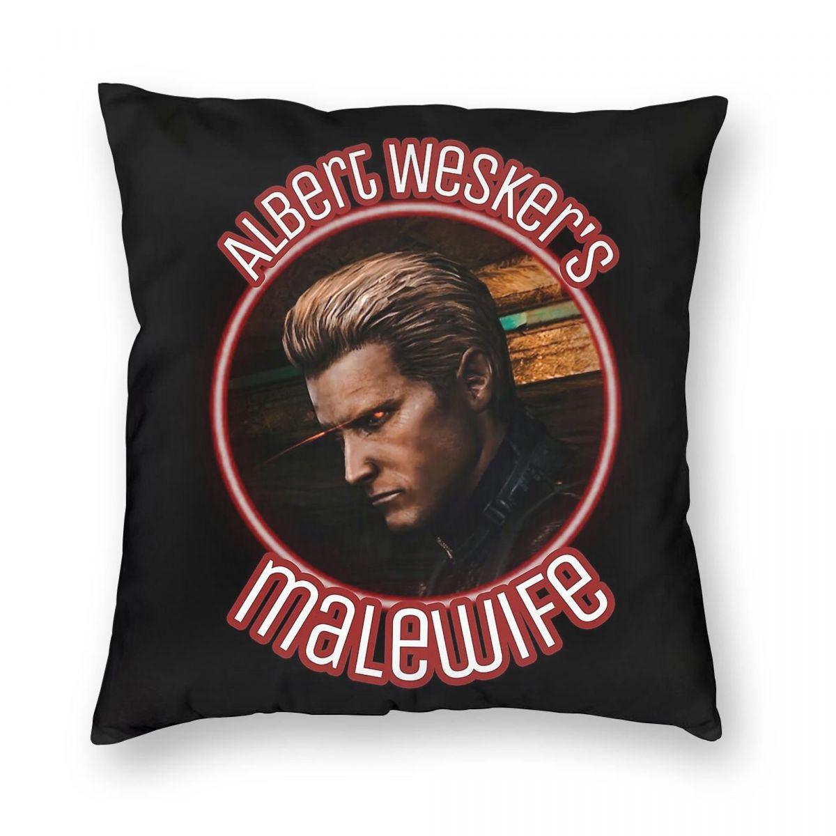 Albert Wesker Malewife Pillowcase Polyester Linen Velvet Creative Zip Decor Throw Pillow Case Bed Cushion Cover Peach skin 18*18(CM)-1Pcs