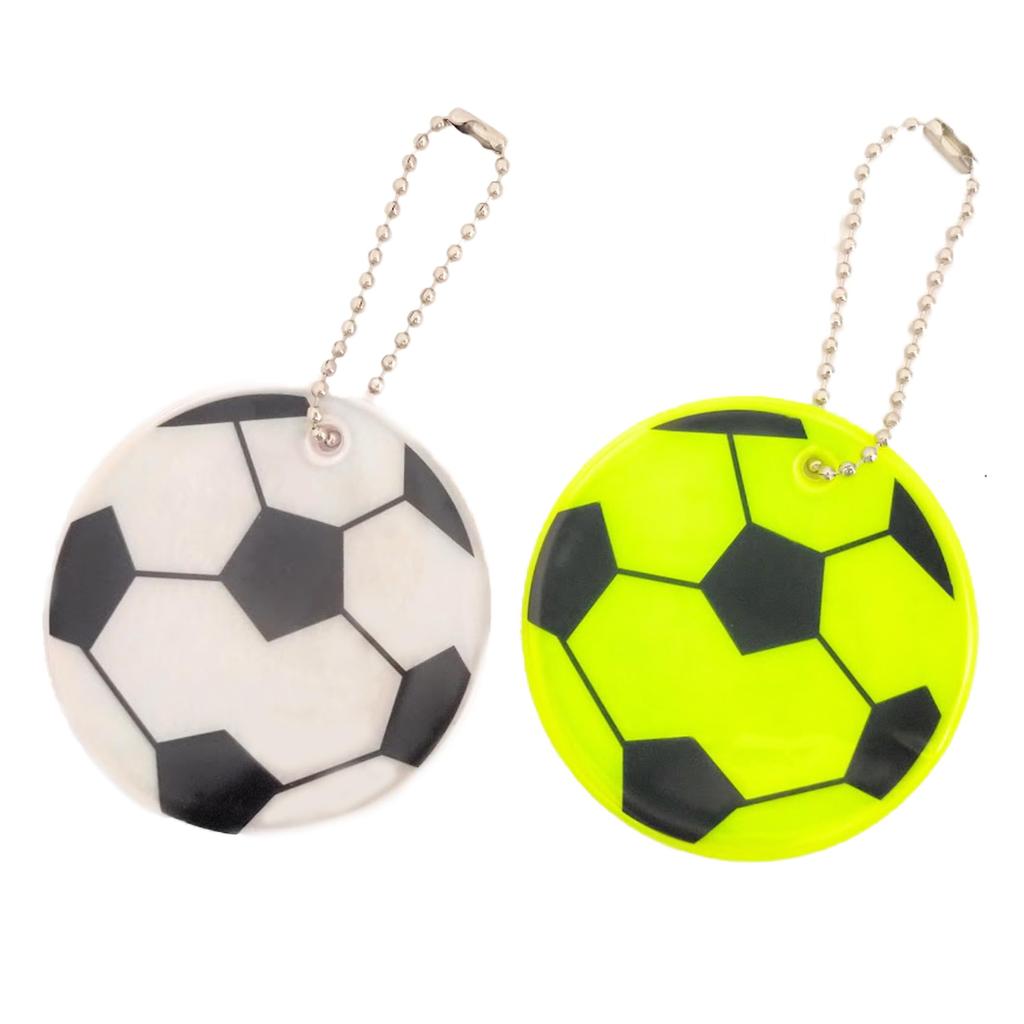 Bellarino Reflective Key Chain, Reflector, Keychain Set, Soccer Ball, Fluorescent, Children, Safe, Set of 2, white + yellow