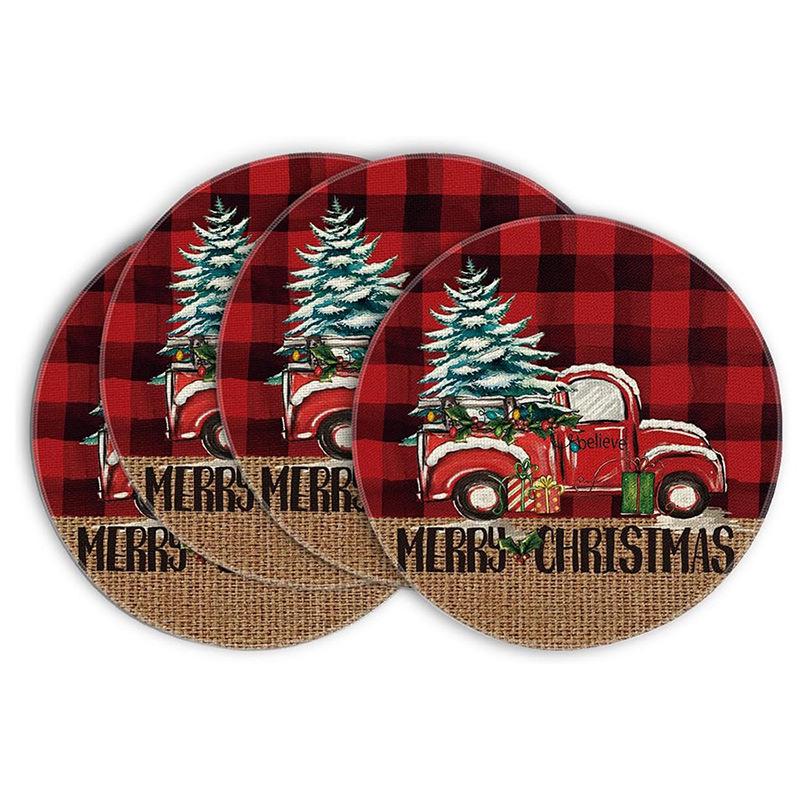 

Festive Style Christmas Round Placemats - 4-Piece Set for Holiday Table Decor 30x30cm