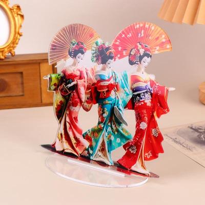 Traditional Japanese Geisha Lightweight Acrylic Statue Office Ornament Or Japanese Themed Party Decoration