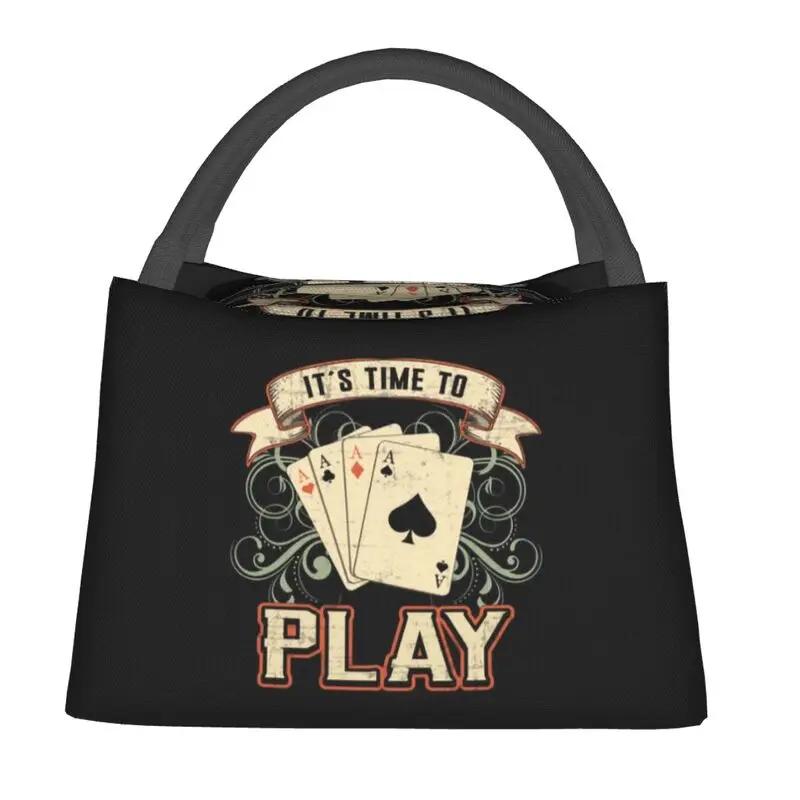 

Крутой покерный узор с игральными картами, ланч-боксы, игровые карты, термосумка для еды, изолированный ланч-бокс для офиса, контейнер для пикника 28x17x16CM