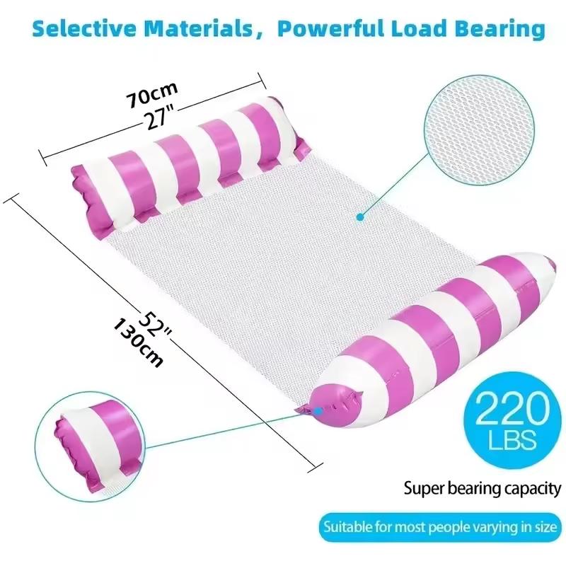 Summer Inflatable Foldable Floating Row Swimming Pool Water Hammock  PVC Air Mattresses Bed Beach Water Sports Lounger Chair