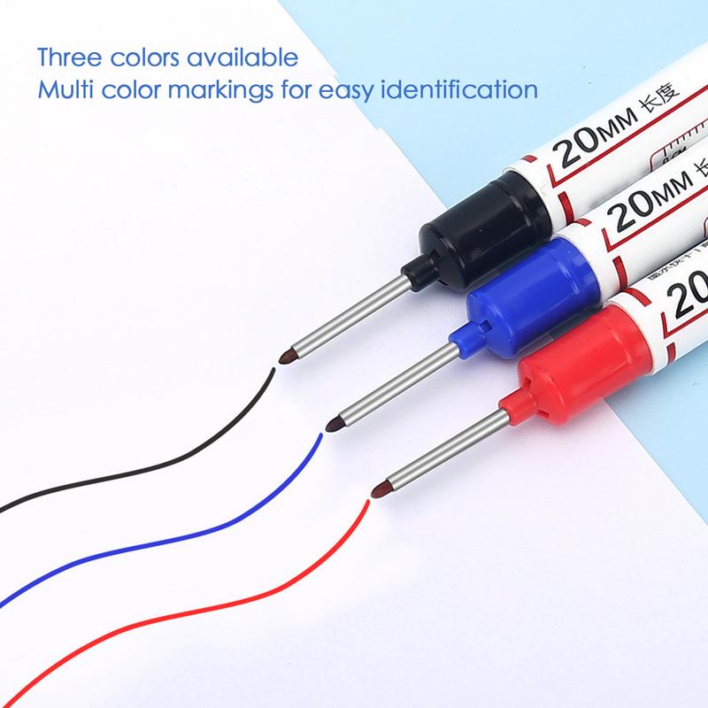 10pcs 20MM Red/Black/Blue Ink Long Head Markers Bathroom Woodworking Decoration Multi-purpose Deep Hole Marker Pens