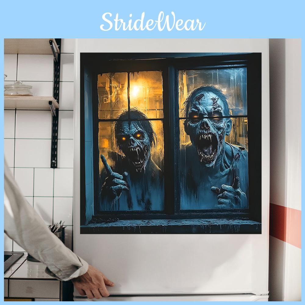 Horror Halloween Zombie Fake Window Pattern Wall Pasting Sticker Decorative