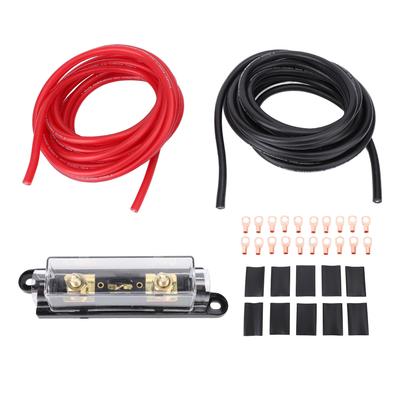 Cavo di Alimentazione e Massa 8AWG 20ft Segnale Stabile Trasferimento Efficiente Alluminio Rivestito di Rame con Scatola Fusibili da 100A per Auto RV