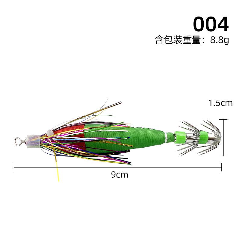 1/5pcs Useful Fishing Bait 6g/8cm Luminous Wooden Shrimp Squid Hook Fake Baits Fish Hook Plastic Practical Fishing Accessories