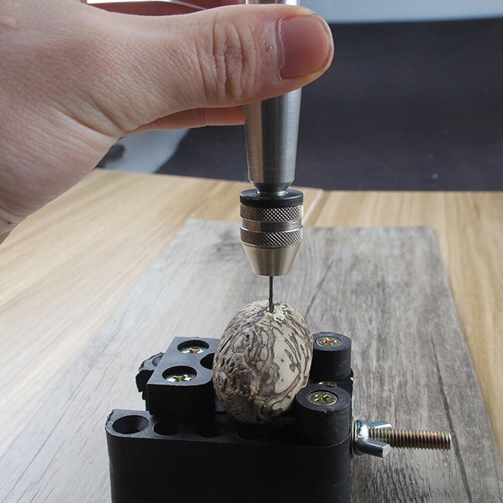 Bits Mini Hand Drill Aluminum Silver Vise Hand Push Jewelry Watch