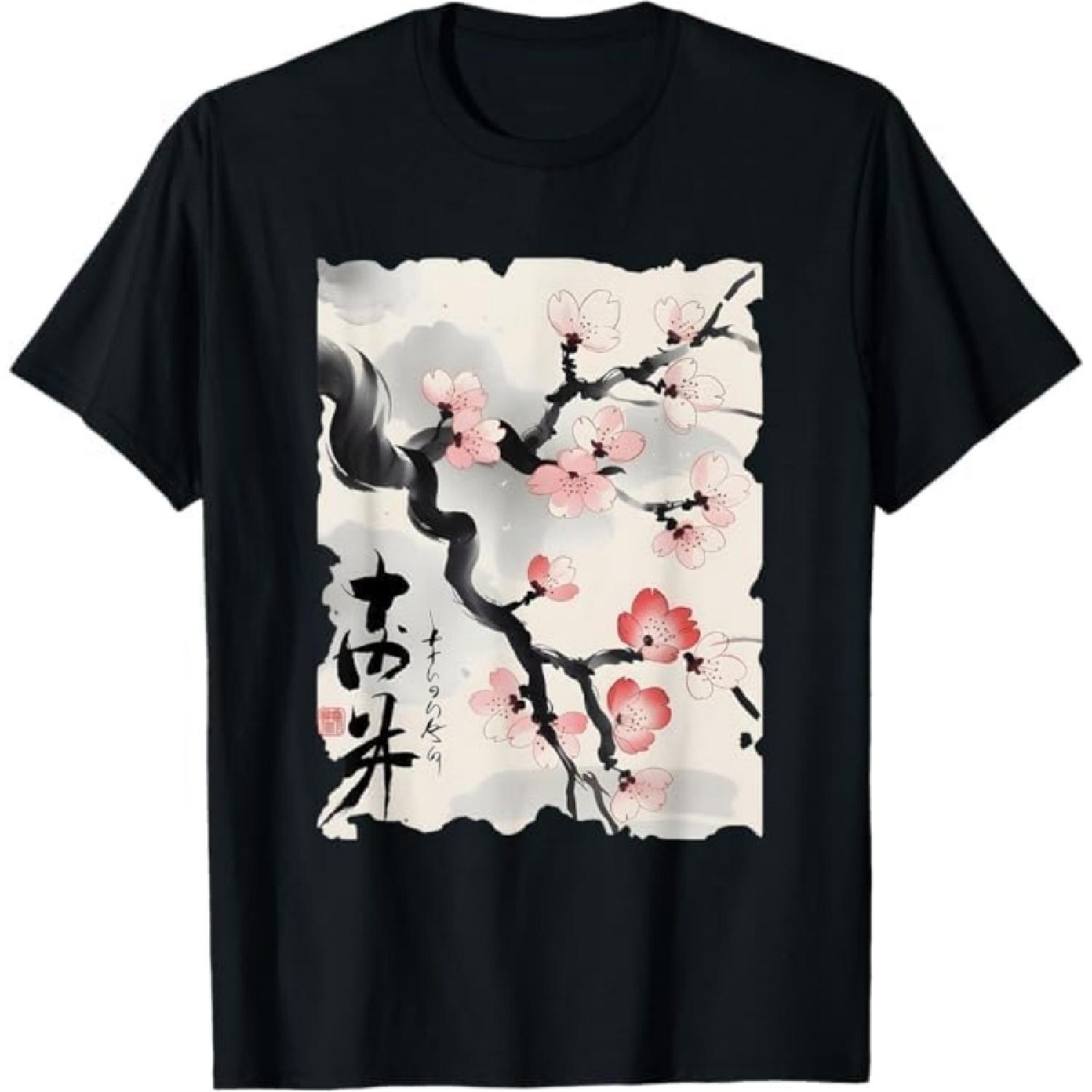

Cherry Blossoms Sumi-e Graphic - Vintage Japanese Art T-Shirt TiuH Mens Womens Tank Top Sweatshirt Hoodie Longsleeve 1249 XXXXXL різнокольоровий