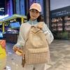Checkered Letter Pattern Student Casual Backpack With Plush Pendant For Casual Travel