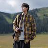 Spring and Autumn New Men's Retro Loose Plaid Long Sleeve Shirt