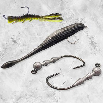 5 Stück Anti-Rutsch-Gewichtete Wurm-Angelhaken Angelzubehör Outdoor-Angelhaken Jighaken für Weichplastikköder Mit Widerhaken Kurbelhaken